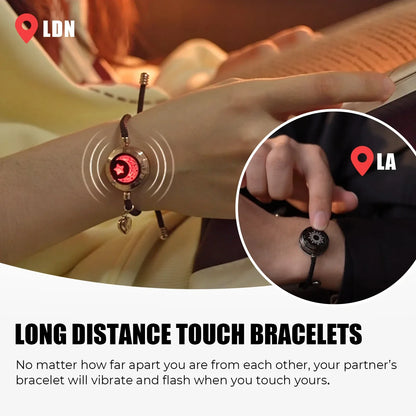TOTWOO Long Distance Touch Bracelets for Couples - Light Up & Vibration Smart Jewelry | Relationship Gifts for Lovers