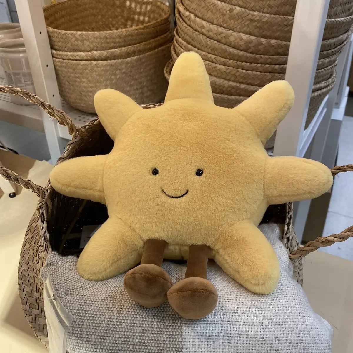 Adorable Smile Face Moon & Sun Plush Toy – Cute Cartoon Weather Stuffed Pillow for Kid's Bedroom Decor & Sofa