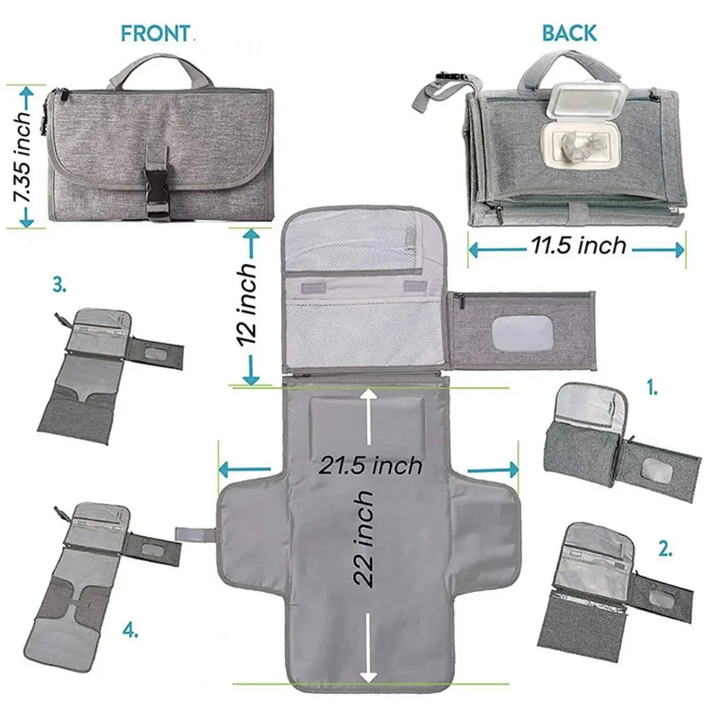 Portable Baby Diaper Changing Pad – Waterproof Travel Station with Pockets | Ideal Baby Gift