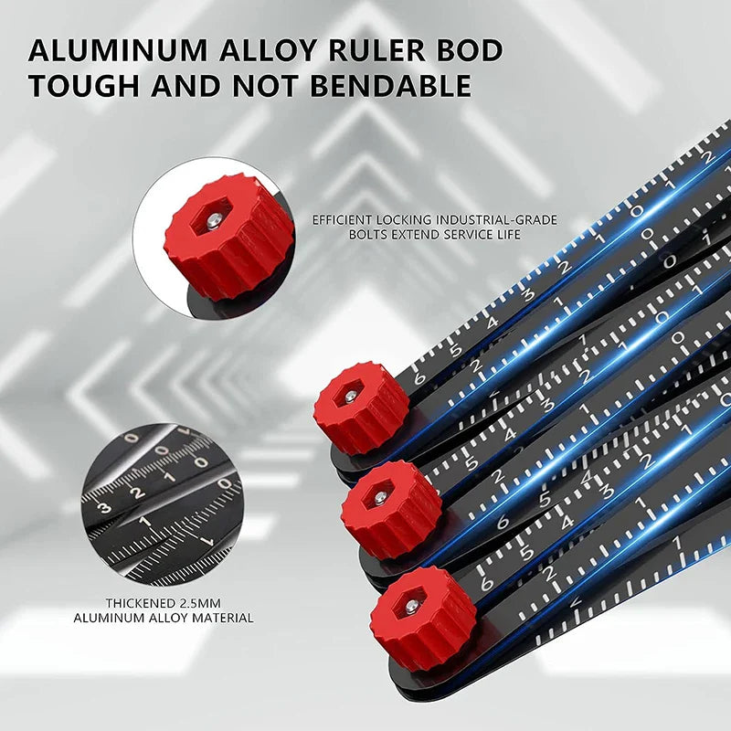 Aluminum Alloy Folding Ruler: Multi-Functional Measuring Ruler for Tile Positioning and DIY Projects - Available in 4/6/9/12 Inches
