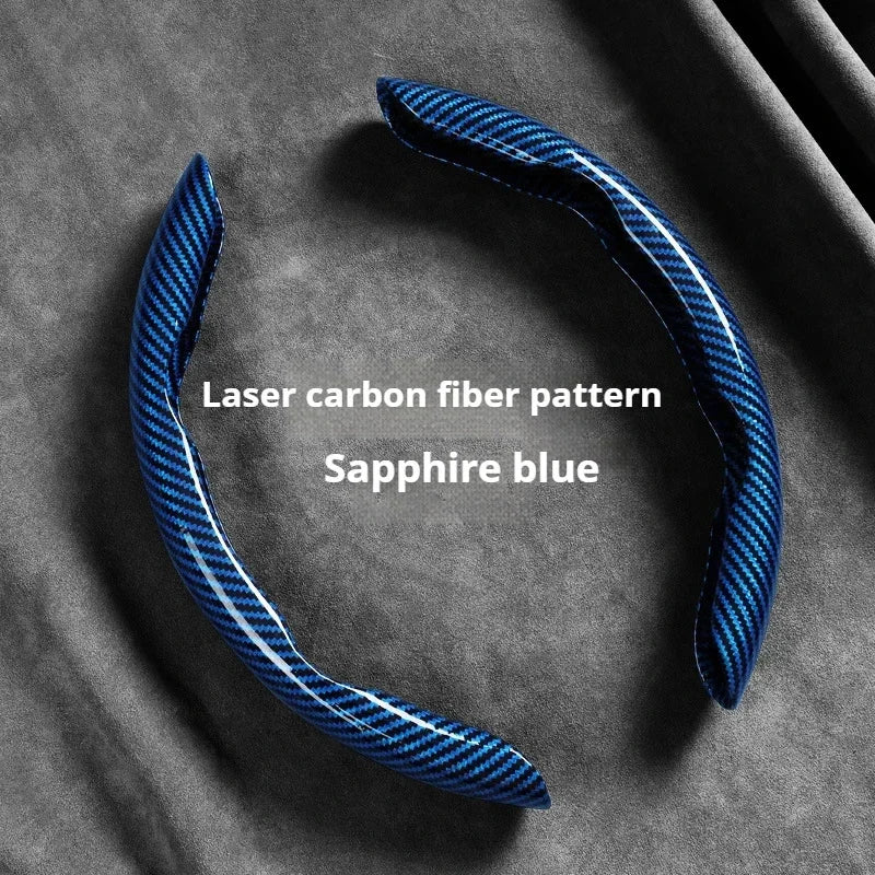 2-Piece Carbon Fiber Silicone Steering Wheel Cover — 38cm (15 Inch) Anti-Skid Car Accessory