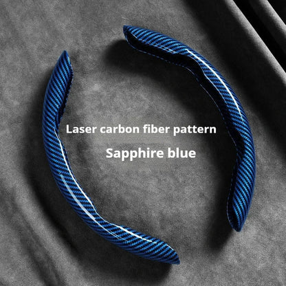 2-Piece Carbon Fiber Silicone Steering Wheel Cover — 38cm (15 Inch) Anti-Skid Car Accessory