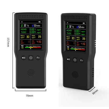 9-in-1 Air Quality Detector – Digital LCD Monitor for PM2.5, PM10, HCHO, TVOC, CO, CO2, AQI, Temperature, and Humidity