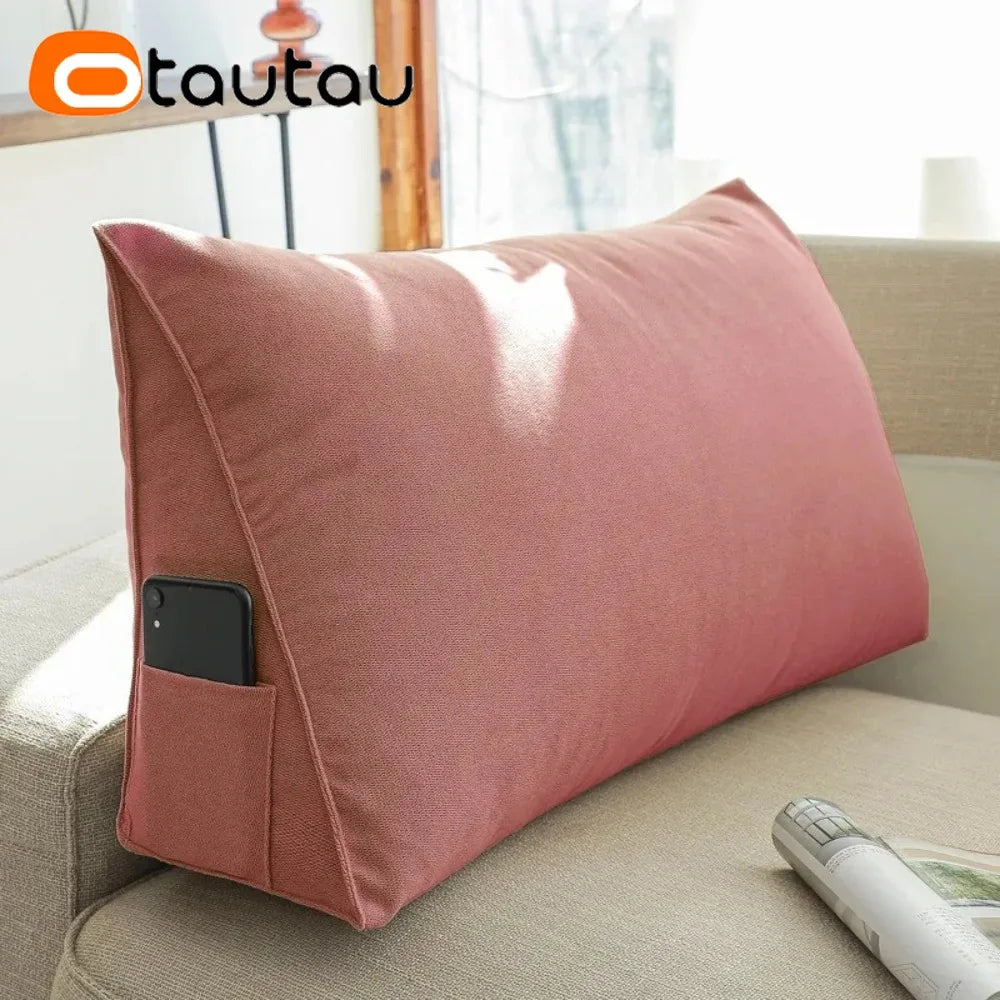 OTAUTAU Triangular Bed Backrest Cushion – Lumbar Support Lounger Pillow for Chair, Bed & Living Room Comfort Decor (KD034)