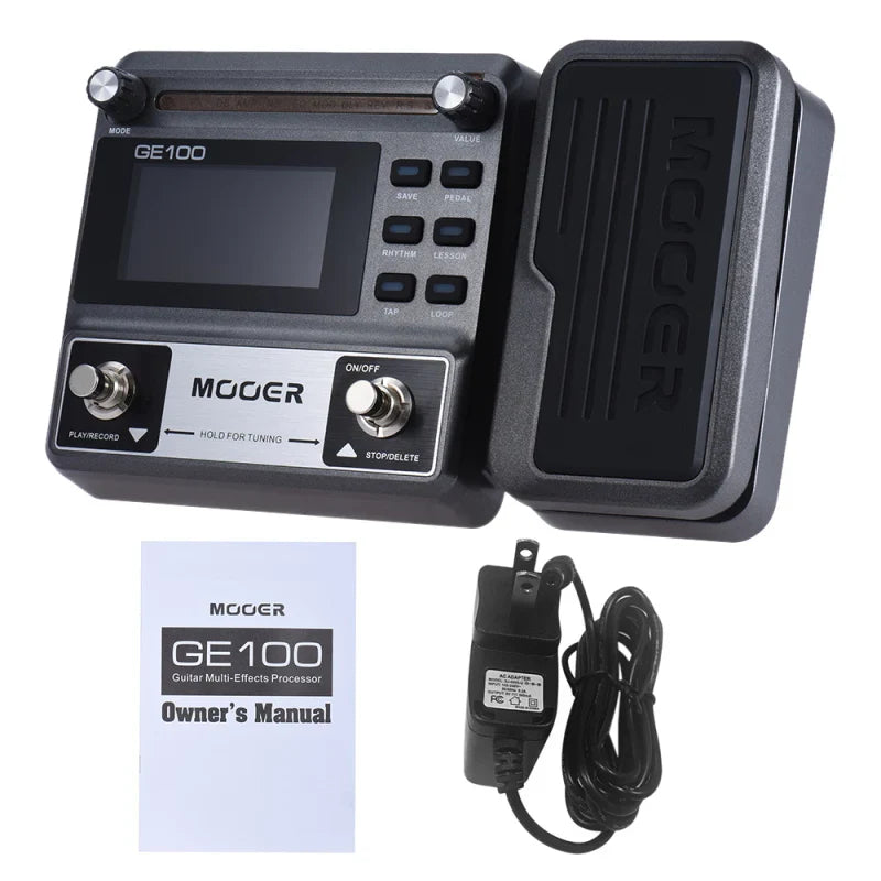 MOOER GE100 Guitar Multi-Effects Processor – Pedal with Loop, Tuner, Tap Tempo, Rhythm, Scale & Chord Lessons