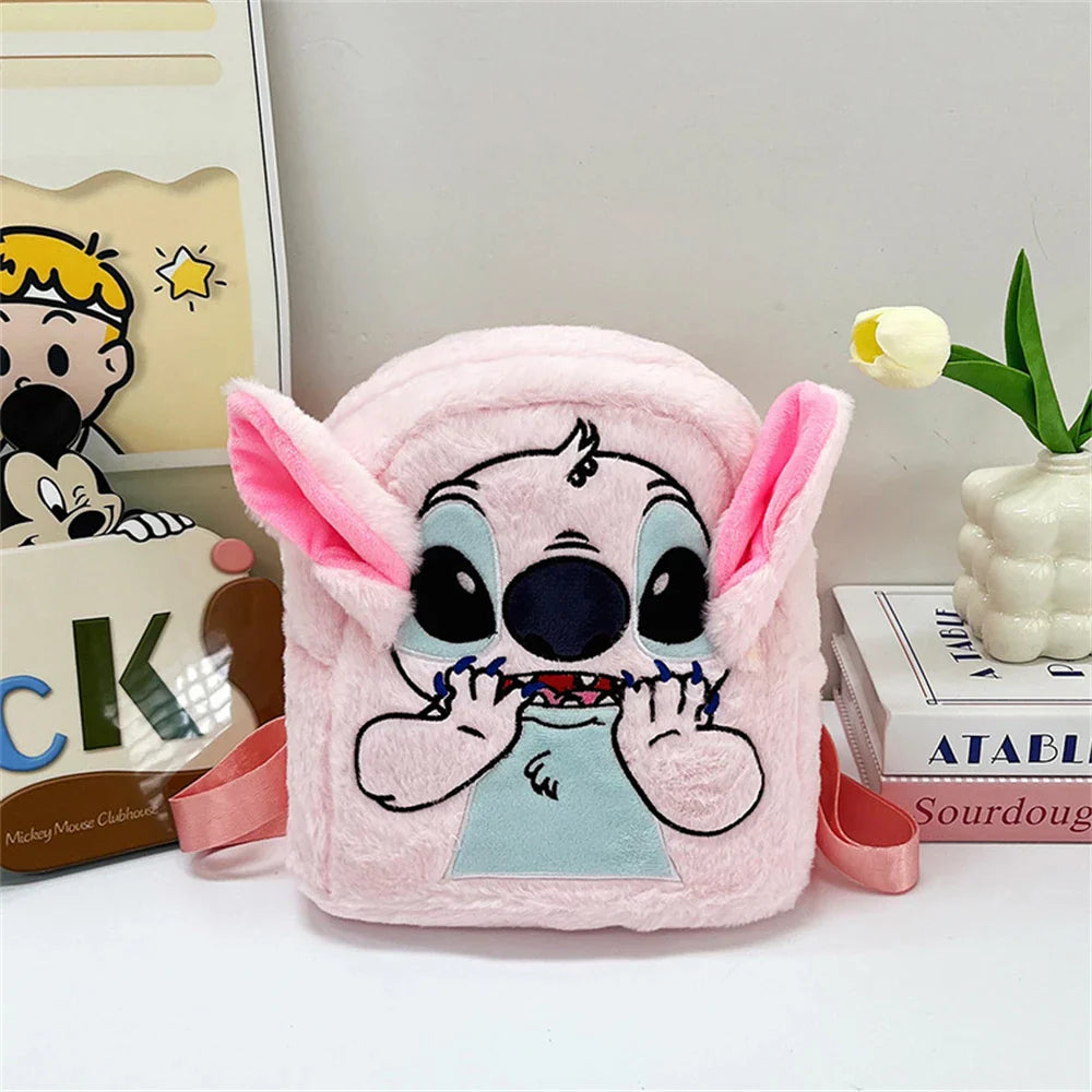 New Disney Plush Backpack – Japanese Blue Stitch Cartoon, Large-Capacity Student & Kindergarten Bag for Kids’ Gifts