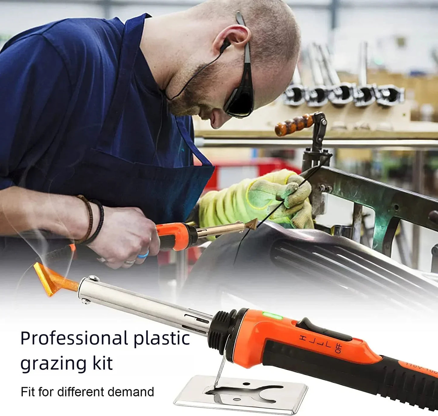 100W Plastic Welding Machine Kit | Automotive Bumper Crack Repair Gun with Iron | Hot Stapler Soldering Iron Garage Tool