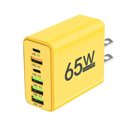 USB Type C 6-Port Wall Charger - PD Fast Charging for iPhone 15/14 Pro Max, Samsung, Xiaomi, Huawei Mobile Phones