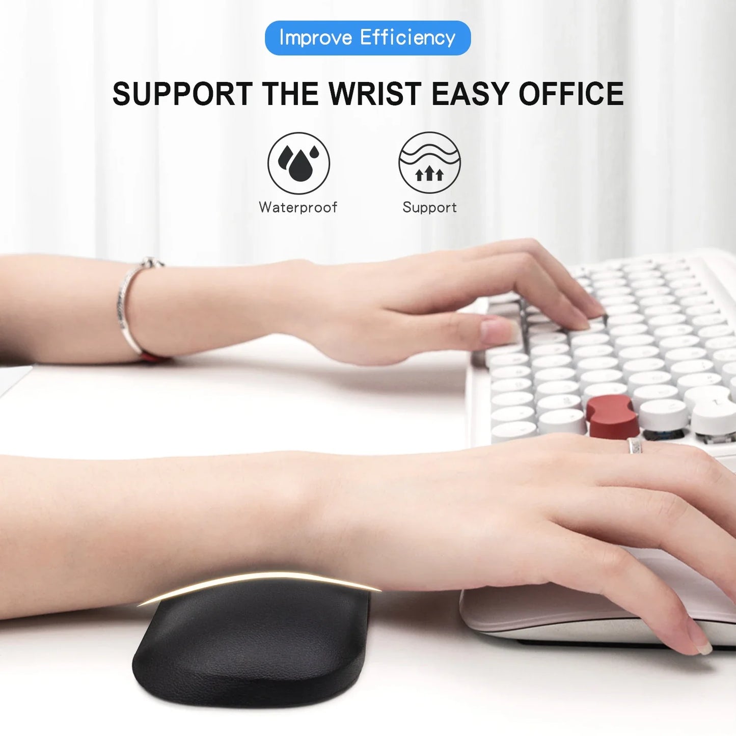 EXCO Ergonomic Silicone Mouse Wrist Rest – Leather Surface Cushion for Computer, Laptop, Office & Gaming Pain Relief