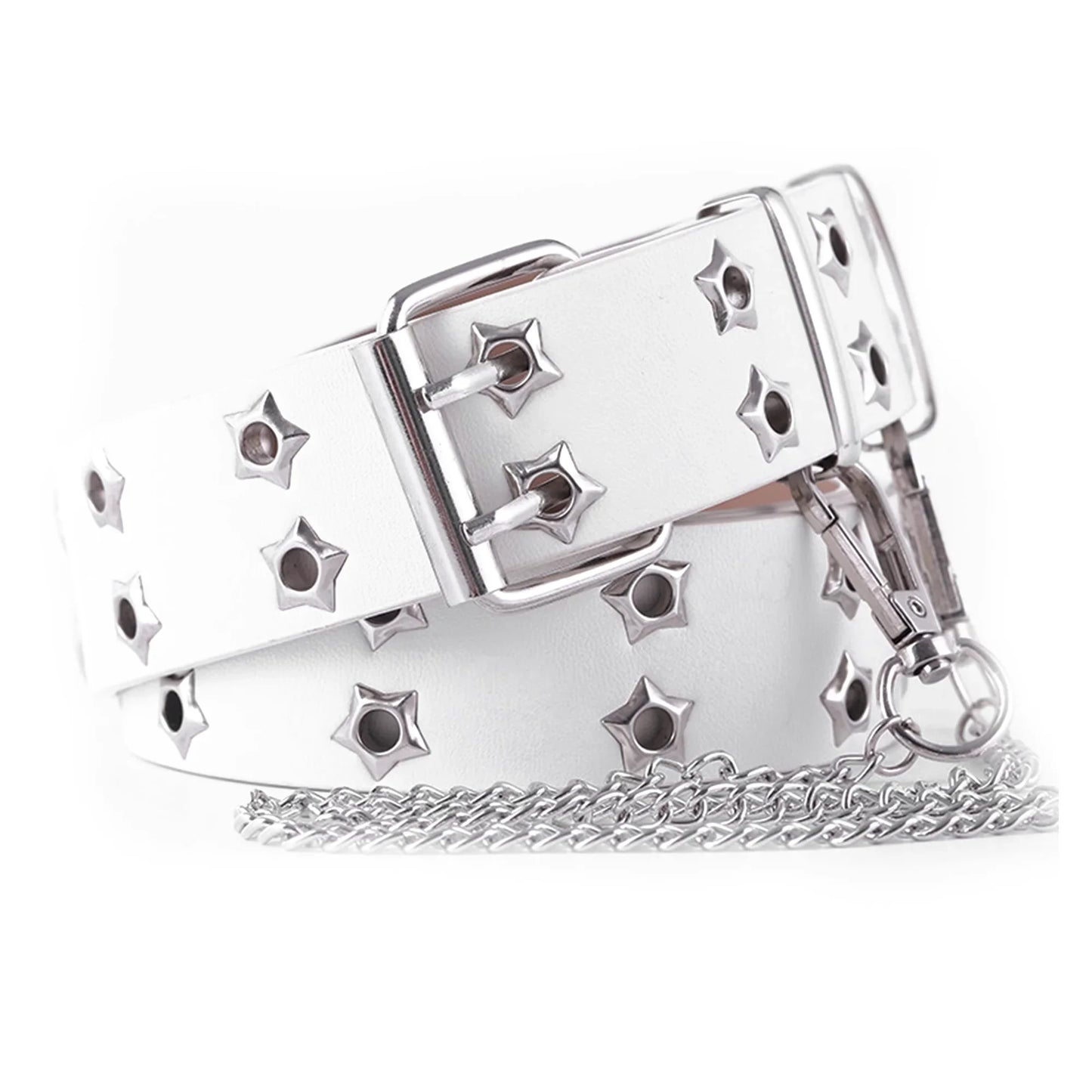 Women's Y2K Double-Hole Punk Belt - Adjustable Unisex Hip Hop Rock Style Punch-Free Waist Belt