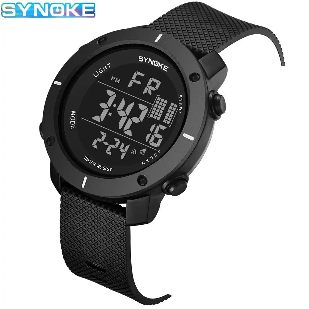 SYNOKE Men’s Waterproof Shock-Resistant Digital Sports Watch – Large Screen Luminous LED Multifunctional Outdoor Fashion Watch