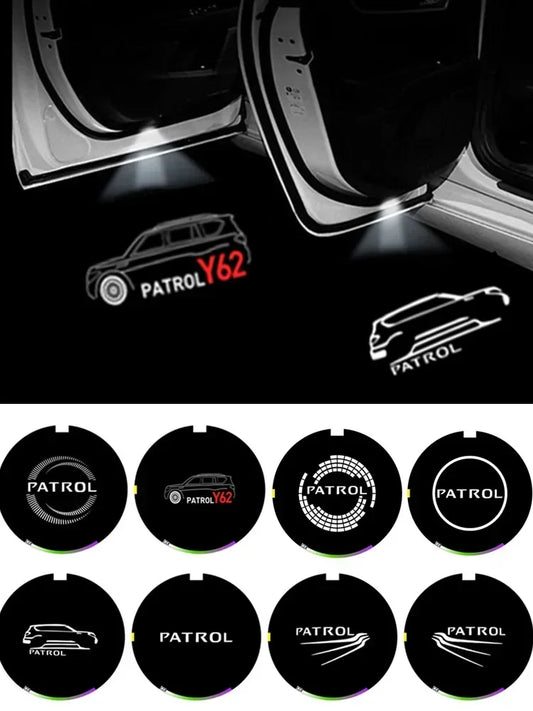 2PCS LED Car Door Welcome Ghost Shadow Lights – Logo Projector Courtesy Lamps for Nissan Patrol Y62 & Armada 2013–2018 Accessories