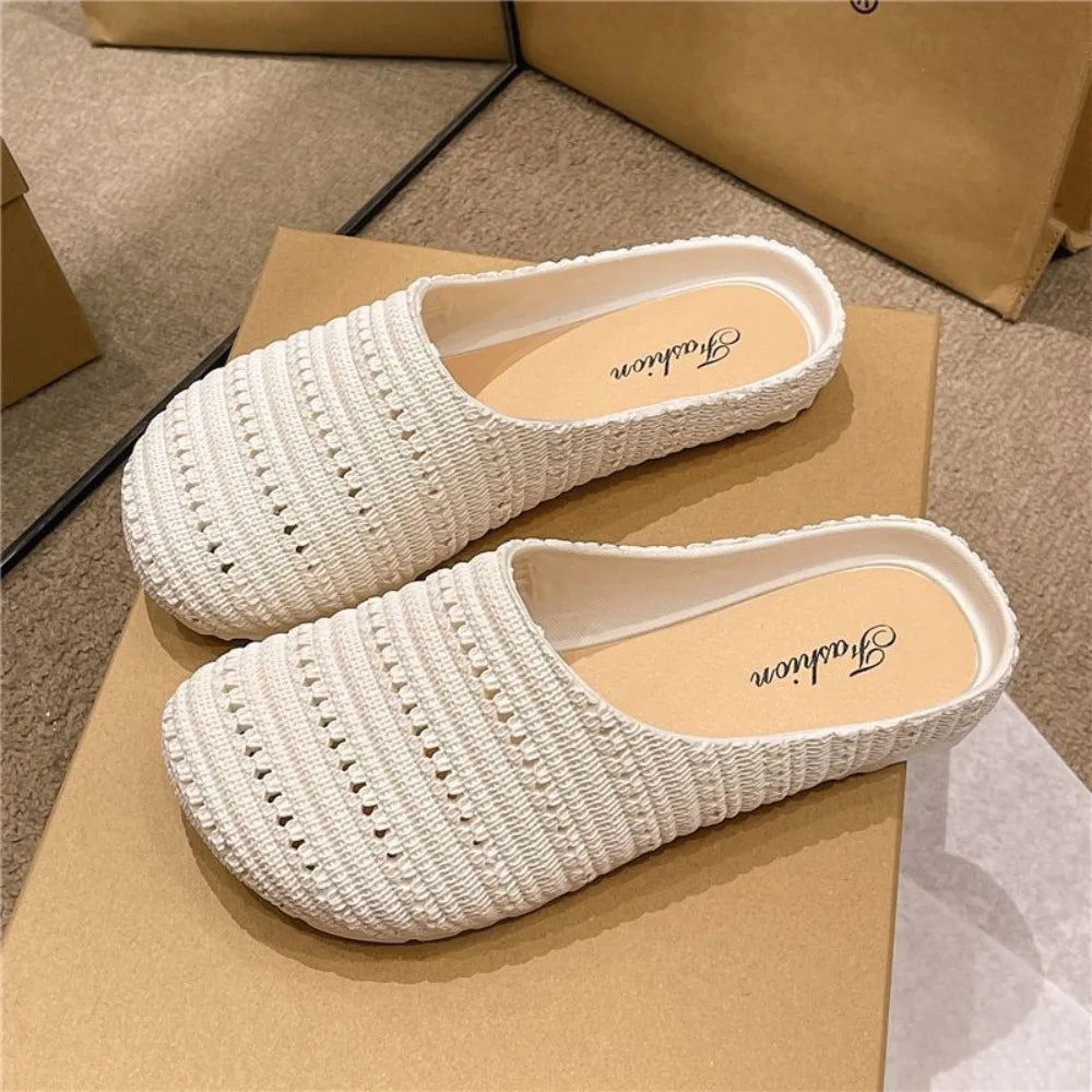 Breathable Hollow Half Slippers - Lightweight Flat Bottom Anti-Slip Summer Sandals