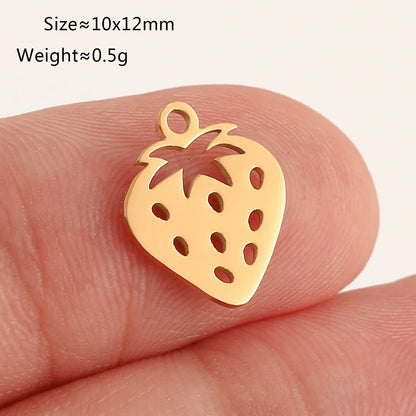 5pcs Stainless Steel Fruit Charms – Strawberry, Cherry, Pineapple & Watermelon Pendants for DIY Bracelets & Necklace Jewelry Making