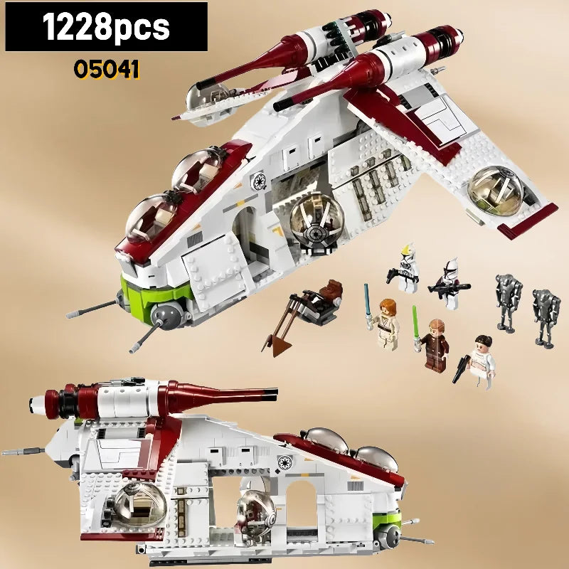 1228PCS Republic Gunship Building Set — 75021 Star-Inspired Spaceship Model Kit, Toy Christmas Gift for Kids