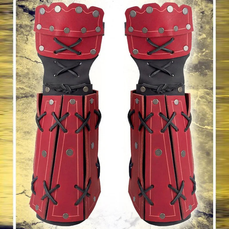 Medieval Ninja Samurai PU Leather Arm Bracer – Long Glove Viking Knight Cosplay Steampunk Gauntlet Wristband