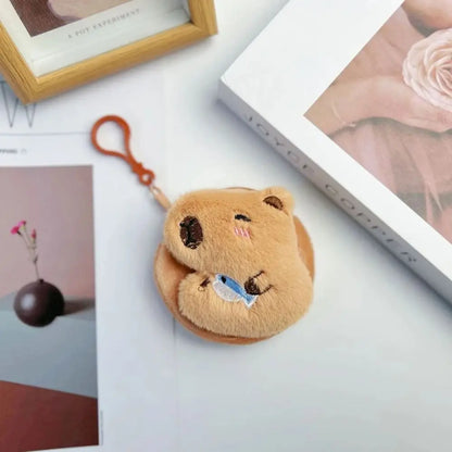 Creative Capybara Anime Plush Coin Purse – Kawaii Mini Round Cartoon Bag Pendant