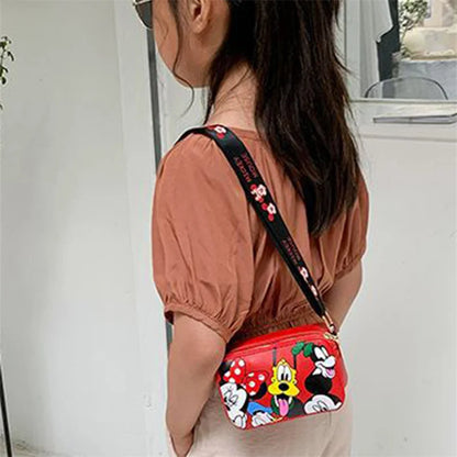 Cute Disney Minnie & Pluto Shoulder Bag – Bow Accent Cartoon Messenger Tote with Playful Pup Design Fashion Handbag for Women & Girls