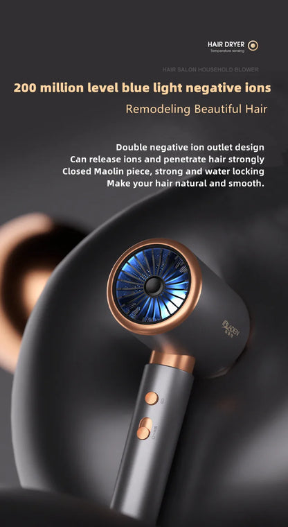 Professional Foldable Hair Dryer with Negative Ions & Blue Light – High Power Salon & Home Use