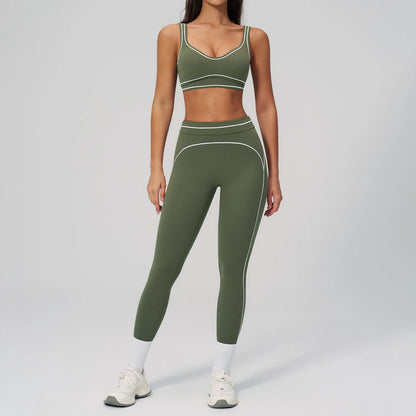 Women’s 2-Piece Fitness Yoga Set, Gym Running Tracksuit, Push-Up Sportswear Leggings, Athletic Workout Outfit