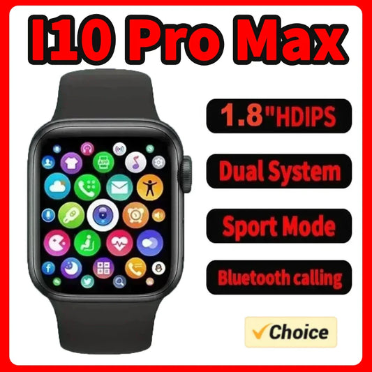 I10 Pro Max Smartwatch with Metal Strap – Sport Fitness Tracker, Custom Dial for Android & iOS, Gift for Men & Women