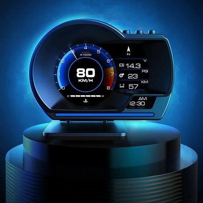 Smart Car HUD OBD2+GPS Gauge - Head-Up Display Speedometer with Turbo RPM Alarm for Cars and Trucks