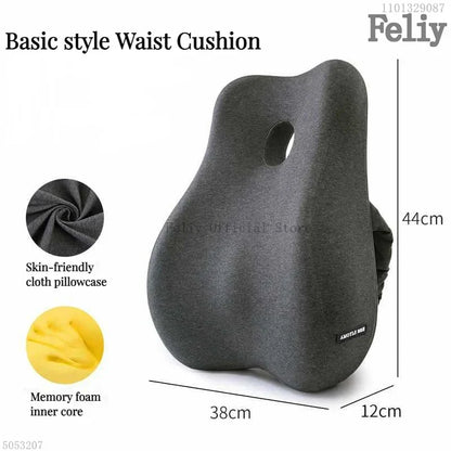 Memory Foam Office Chair & Car Seat Cushion – Orthopedic Lumbar Support Pillow with Coccyx Relief & Massage Back Pad
