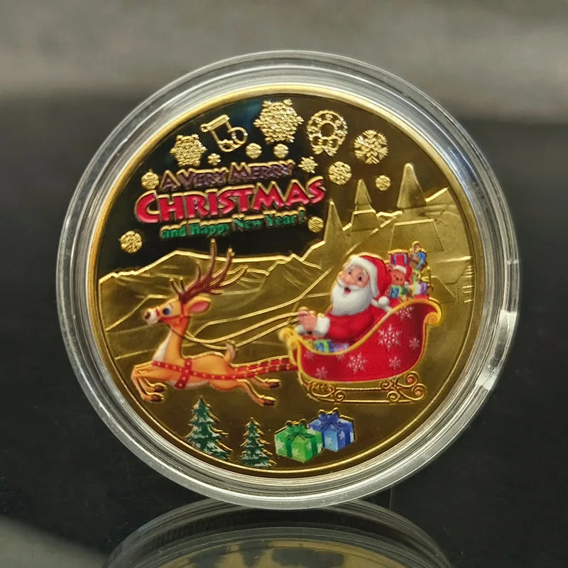 Merry Christmas Wishing Coin – Metal Commemorative Gift for Kids Xmas Eve Holiday Present