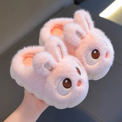 Cute Rabbit Kids’ Winter Slippers - Warm Fluffy Indoor House Shoes for Boys & Girls