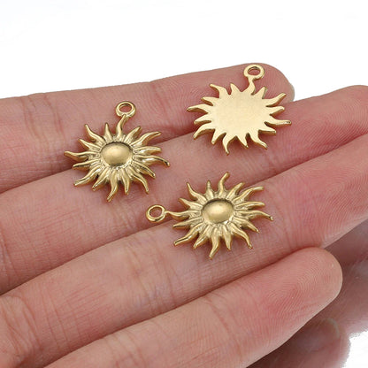 5PCS Stainless Steel Sunburst Sun Pendant Charms – DIY Jewelry Making Supplies for Necklaces & Bracelets