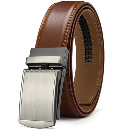 Men’s Luxury Genuine Leather Belt – High-Quality Cowhide with Metal Automatic Alloy Buckle