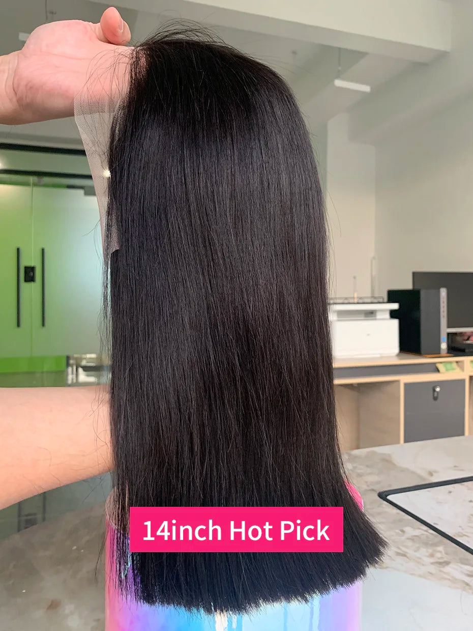 Raw Vietnamese Human Hair Lace Front Wig – 13x6 Bob, Straight Natural Black, 250% Density, 100% Human Hair