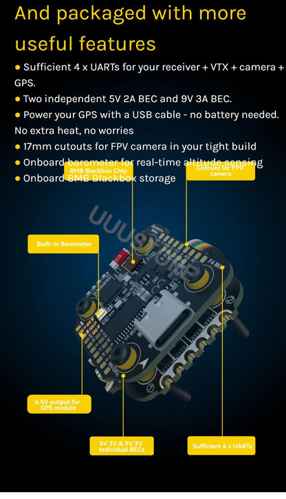 SpeedyBee F405 Mini 20x20 Stack — BLS 35A Flight Controller + BLS 35A Mini V2 4-in-1 ESC for FPV Racing Drones