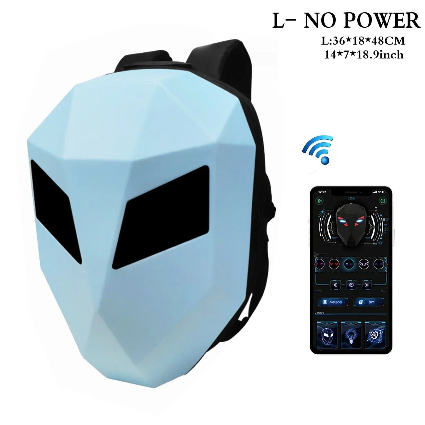 LOY LED Knight Cycling Backpack - Waterproof Motorcycle Helmet Bag with Bluetooth APP Control, Hard Shell Laptop Bag with LED Lights