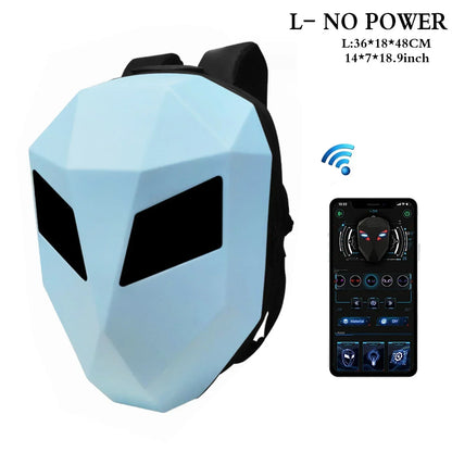 LOY LED Knight Cycling Backpack - Waterproof Motorcycle Helmet Bag with Bluetooth APP Control, Hard Shell Laptop Bag with LED Lights