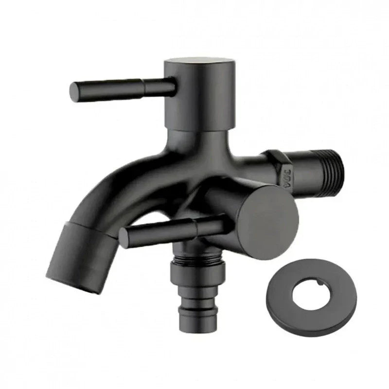 1/2" Dual Outlet Faucet Adapter – Double Control Water Tap, One-In-Two-Out Washing Machine & Bidet Bathroom Sink Connector Valve