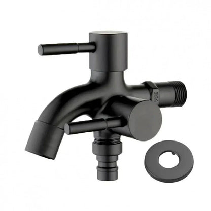 1/2" Dual Outlet Faucet Adapter – Double Control Water Tap, One-In-Two-Out Washing Machine & Bidet Bathroom Sink Connector Valve