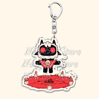 Funny Dark Video Game Sheep Keychain – Cute Lamb & Goat Bag Accessory Gamer Gift