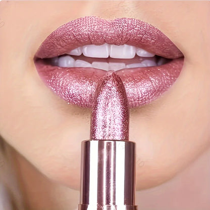 Rose Smoke Powder Lipstick – Glossy Velvet, Waterproof, Durable Starry Shine Lip Color