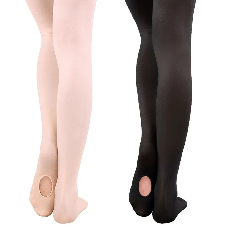 60D Convertible Ballet Tights - Seamless Dance Stockings with Foot Hole for Women