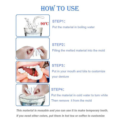Veneer Snap-on Teeth Kit – Fake Temporary Tooth Whitening Replacement, Dental Fix for Men & Women