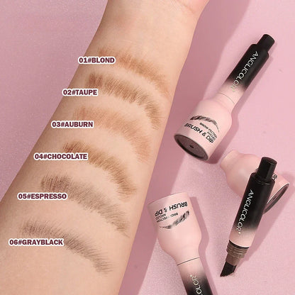 Wild 3D Eyebrow Pencil – Square Angled Brush Velvet Brow Dye Cream, Waterproof & Anti-Smudge Tint Pen