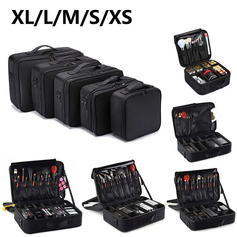 Professional Makeup Case: Female Travel Beauty Nail Toolbox - Big Capacity Cosmetic Organizer Suitcase for Makeup Storage