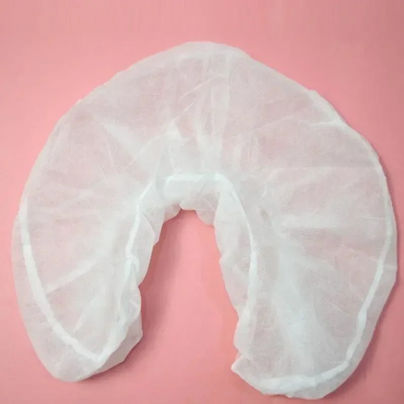 50Pcs Disposable Non-Woven Headrest Pillow Covers - Spa Salon Bed Table Cover Paper for Beauty Massage Face Cradle