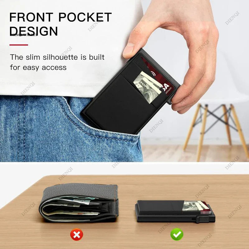 Anti-Theft RFID Aluminum Card Holder – Minimalist Smart Wallet Metal Case for Card Protection