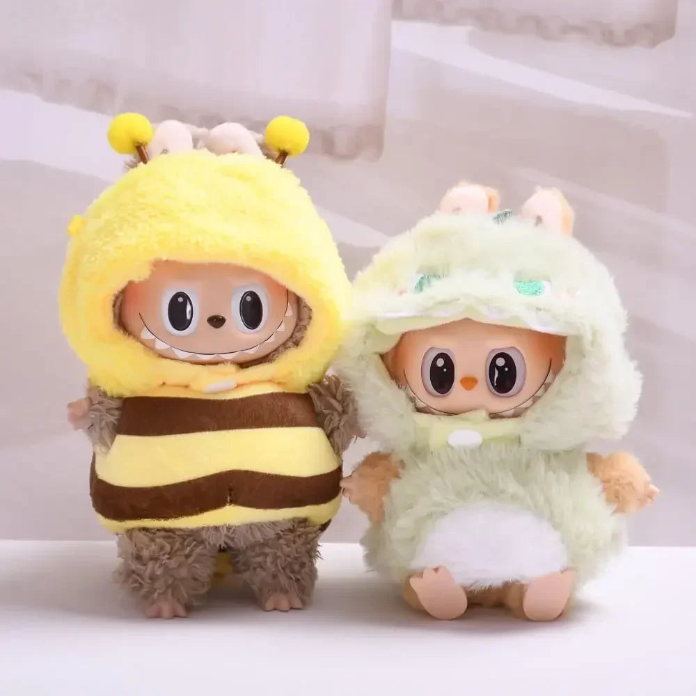 17cm Mini Plush Doll Clothes — Kpop EXO Labubu Idol V1 & V2 Bee, Dinosaur & Shark Costume Outfit Set, Doll Accessories Gift