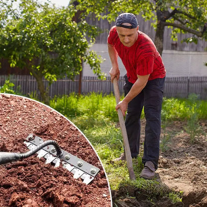 5/6/7/8 Teeth Carbon Steel Garden Hand Rake – Farm Weeding Scarifier, Agricultural Metal Harrow Tool
