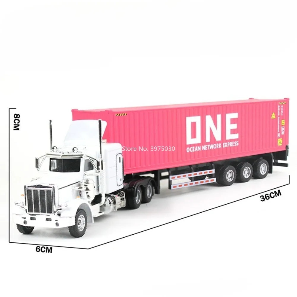 1:50 Diecast Transport Truck Model — Alloy Container Trailer with Doors, Light & Sound, Miniature Toy Gift for Kids