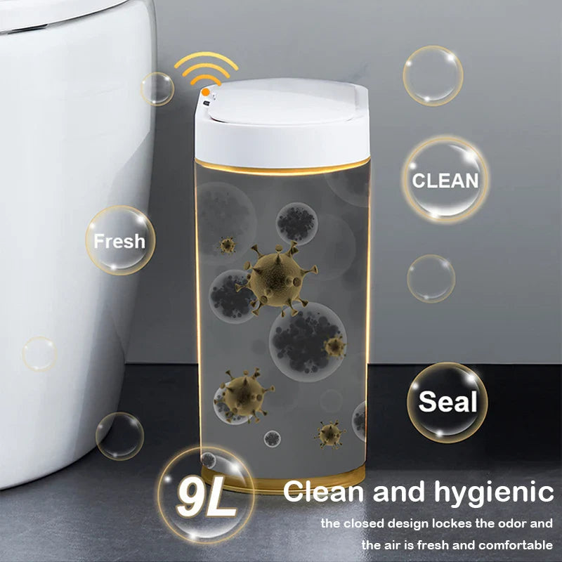 7/9L Automatic Sensor Trash Can – Smart Induction Garbage Bin with Roman Striped Design for Bathroom & Kitchen