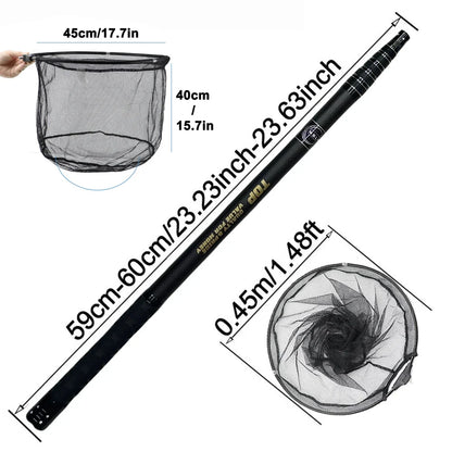 MBLN 328cm Ultralight Portable Landing Net – Carbon Handle & Aluminum Alloy Head, 414g Total Weight